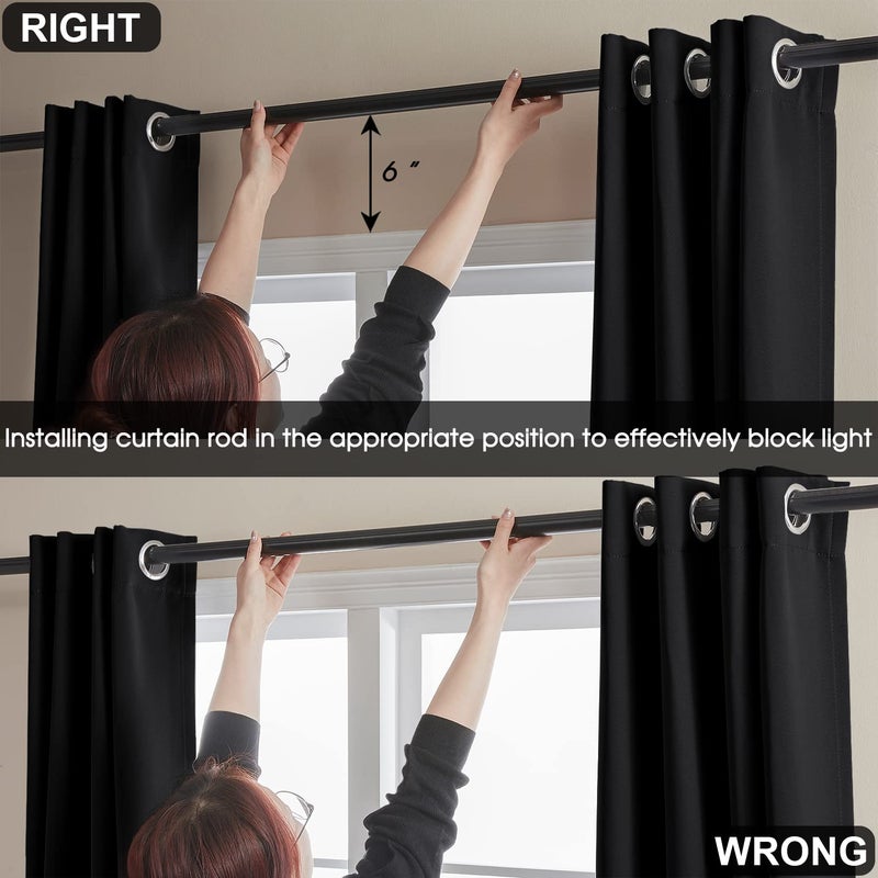 Rutterllow Room Darkening Blackout Curtains for Bedroom 2 Panel,Grommet Top(42x63 Inch, Black) - Image 4